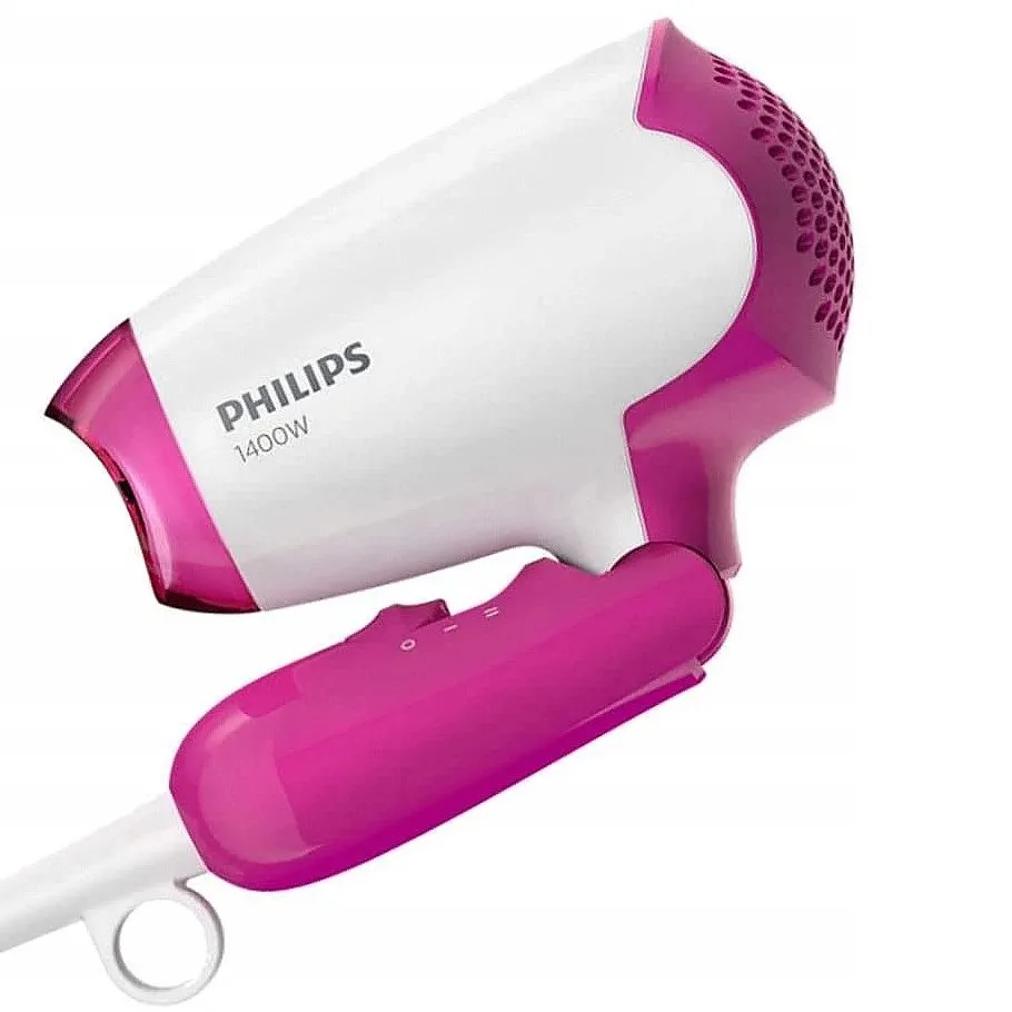 Uscător de păr compact Philips DryCare Essential BHD003/00, 1400 W, Alb | Roz