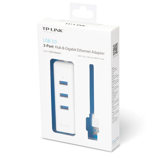Adaptor USB 3.0 UE330 2 în 1- Adaptor Gigabit Ethernet & 3-Port Hub UE330 TP-LINK