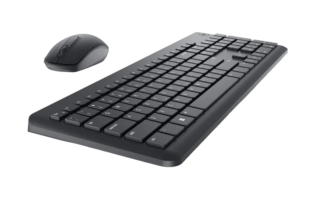 Wireless Keyboard & Mouse Dell KM3322, Multimedia keys, Sleek lines, Compact size, 2xAA/2xAAA, Black