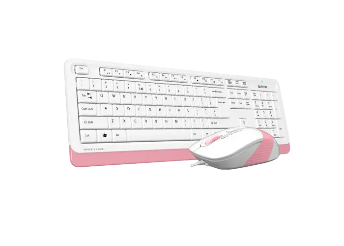 Set Tastatură + Mouse A4Tech F1010, Cu fir, Alb/Roz