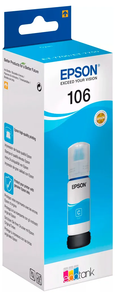 Recipient de cerneală Epson 106 EcoTank, C13T00R240, Cyan