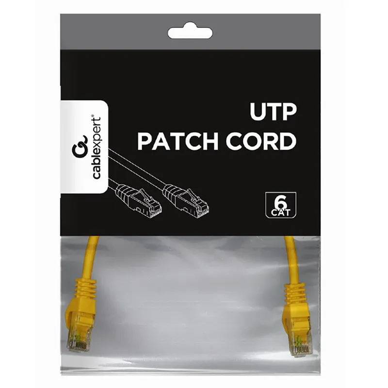 Patch cord Cablexpert PP6U-0.25M/Y, Cat6 UTP, 0,25m, Galben