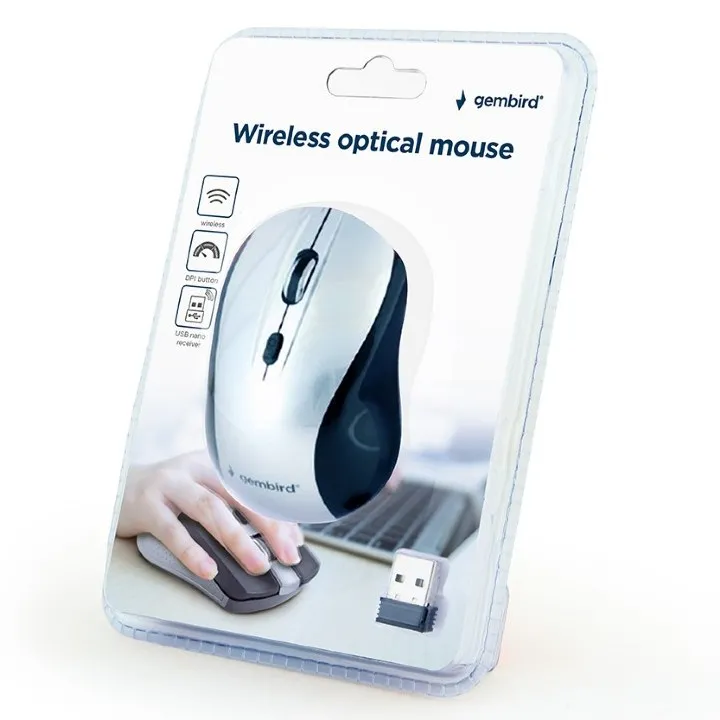 Mouse Wireless Gembird MUSW-4B-02-BS, Negru/Argintiu
