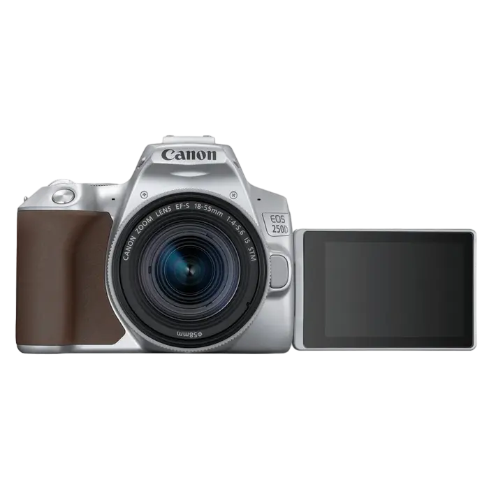 Aparat foto DSLR Canon EOS 250D + EF-S 18-55 IS, Argintiu