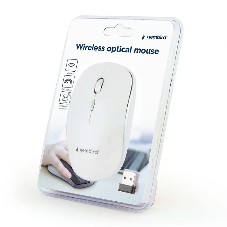 Mouse Wireless Gembird MUSW-4B-01-W, Alb