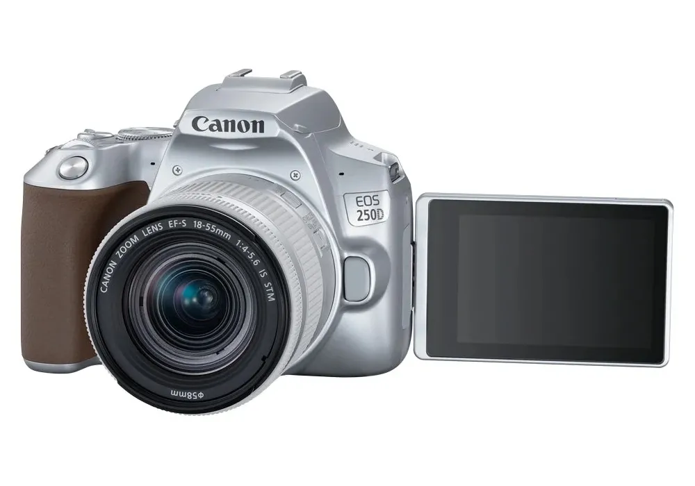Aparat foto DSLR Canon EOS 250D + EF-S 18-55 IS, Argintiu