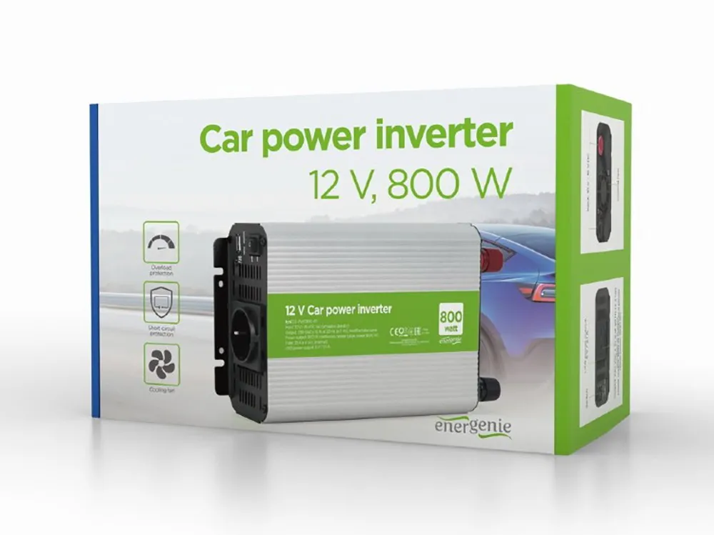 Invertor Auto Energenie EG-PWC800-01, 800W, Argintiu