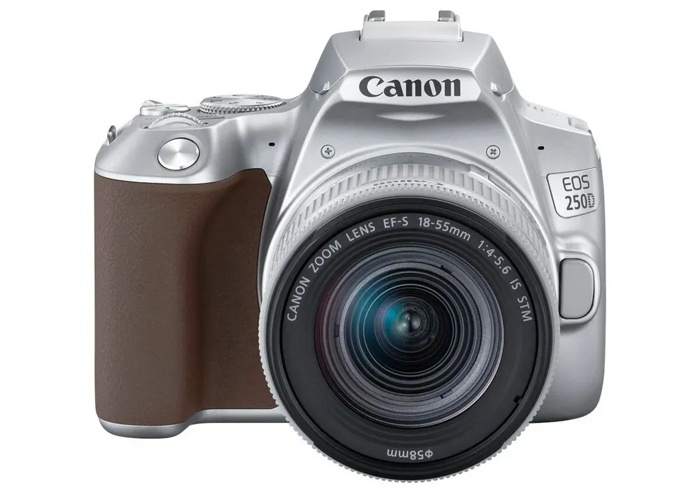 Aparat foto DSLR Canon EOS 250D + EF-S 18-55 IS, Argintiu