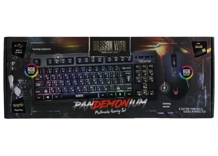 Клавиатура и мышь QUMO Pandemonium, Проводное, Чёрный