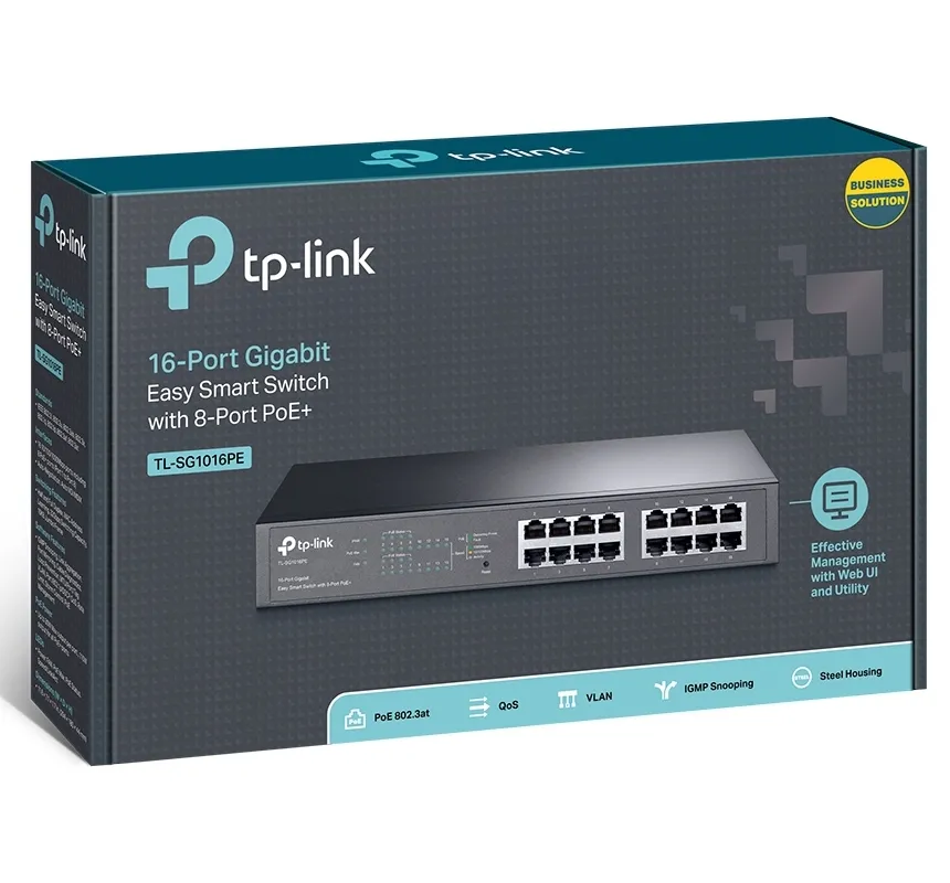 PoE коммутатор TP-LINK TL-SG1016PE, 8x IEEE 802.3af/at