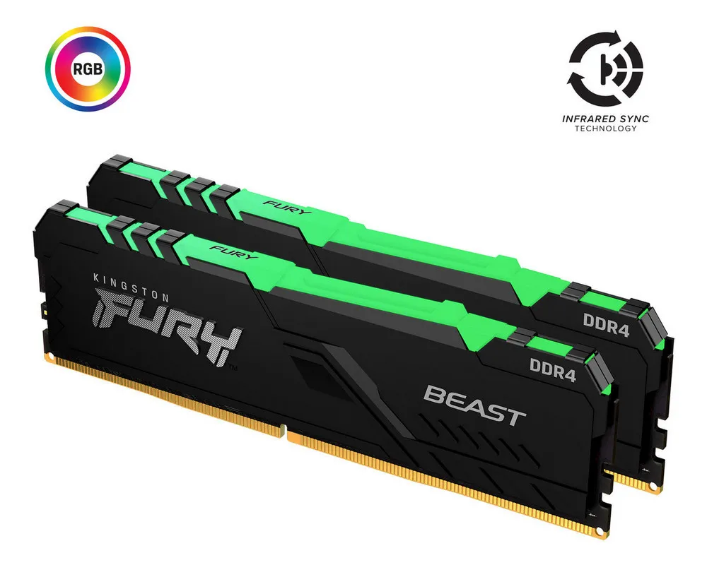 Memorie RAM Kingston FURY Beast RGB, DDR4 SDRAM, 2666 MHz, 16GB, KF426C16BBAK2/16