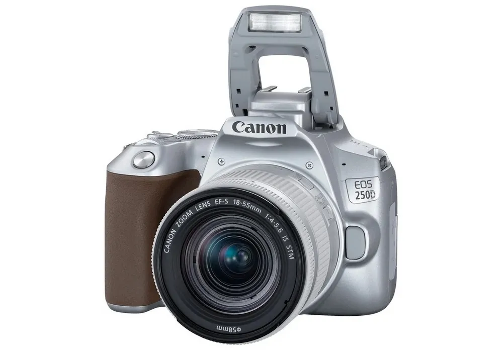 Aparat foto DSLR Canon EOS 250D + EF-S 18-55 IS, Argintiu