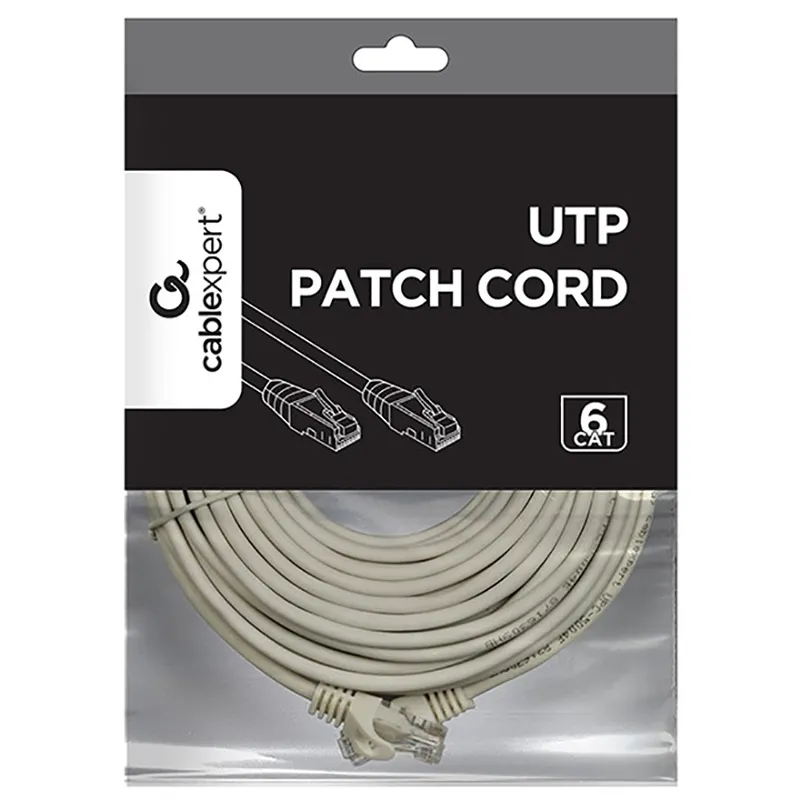 Patch cord Cablexpert PP6U-20M, Cat6 UTP, 20m, Gri