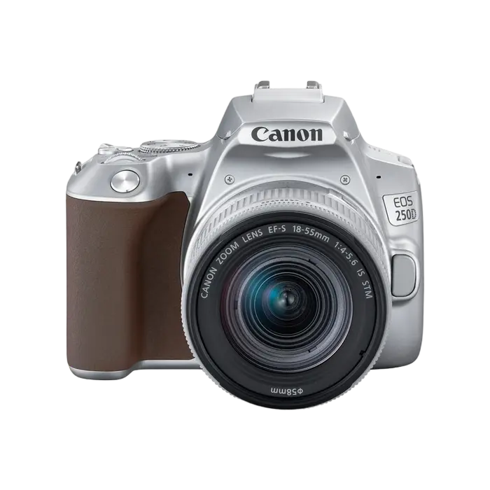 Aparat foto DSLR Canon EOS 250D + EF-S 18-55 IS, Argintiu