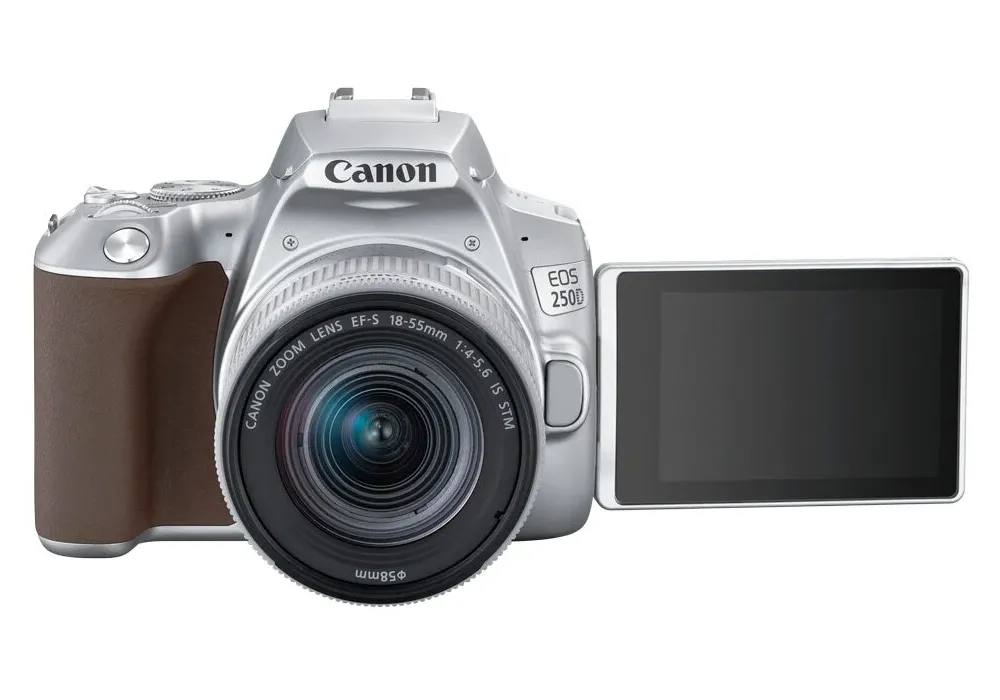 Aparat foto DSLR Canon EOS 250D + EF-S 18-55 IS, Argintiu