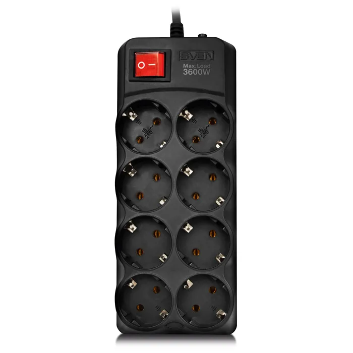 Prelungitor electric SVEN SF-08-16, 8 Prize, 3m, Negru