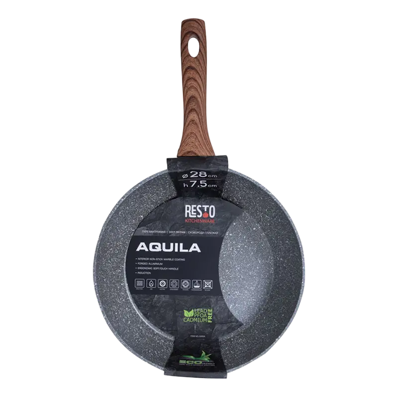 Сковорода глубокая RESTO 93054, 28см, Серый