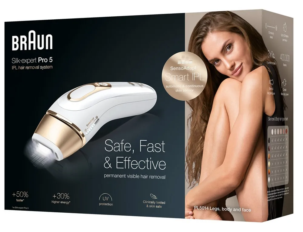 Фотоэпилятор BRAUN PL5014, Белый/Золотой