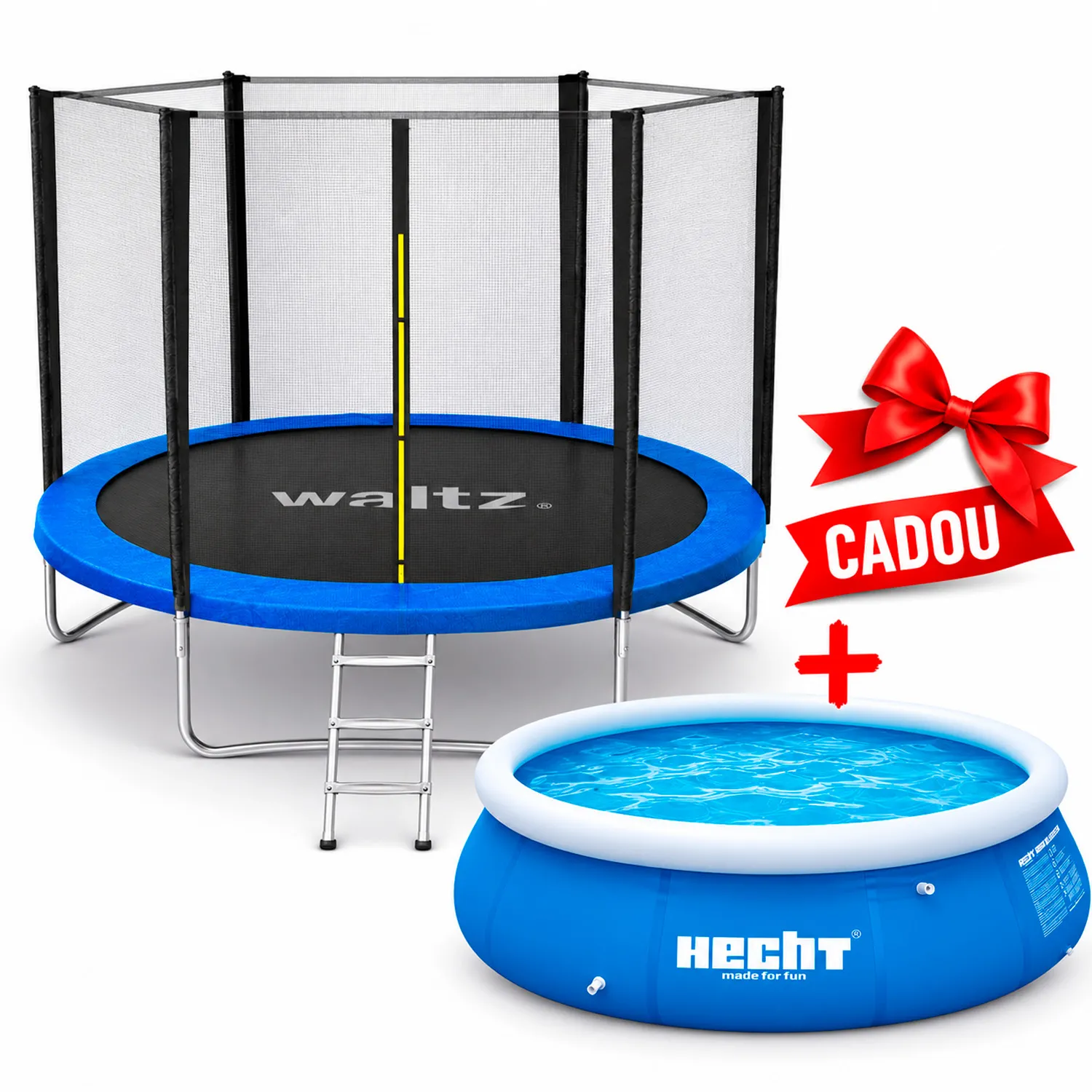 Trambulina 3,05m PE Albastru + Piscina gonflabila 300 x76 cm HECHT 3276 BLUESEA