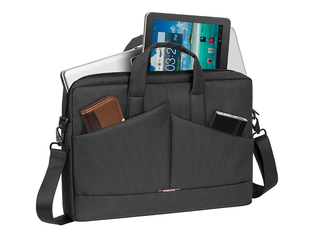 Geantă pentru Laptop RivaCase Tivoli, 15.6", Poliester, Gri