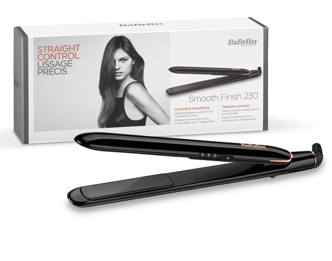 Placă de îndreptat părul BaByliss Smooth Finish ST250E, Negru
