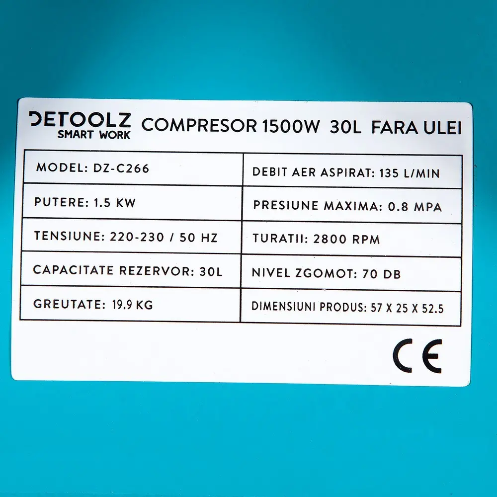 Compresor de aer DETOOLZ 30L 1500W