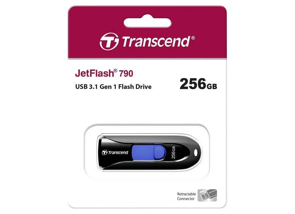 USB Flash накопитель Transcend JetFlash 790, 256Гб, Чёрный
