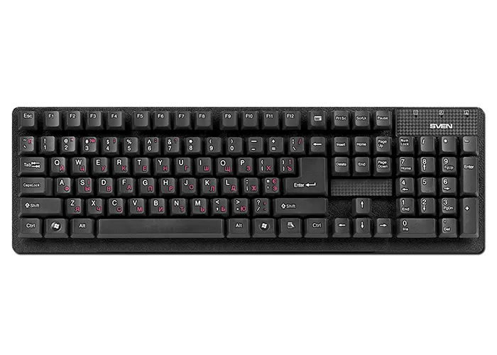 Tastatură SVEN Standard 301, Cu fir, Negru