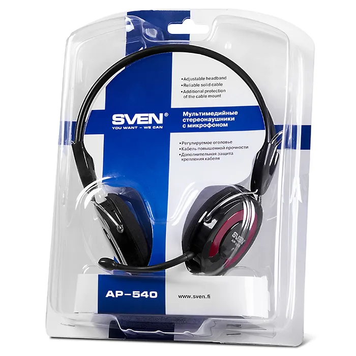 Căști SVEN AP-545MV, Negru/Rosu