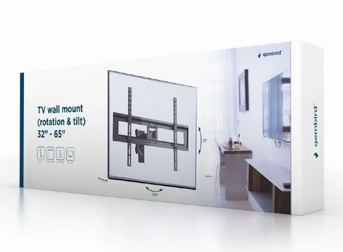 Suport TV de perete  Gembird WM-65RT-01, Negru