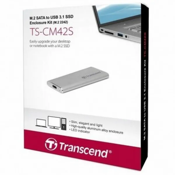 Портативный корпус для SSD Transcend TS-CM42S, , Серебристый (TS-CM42S)