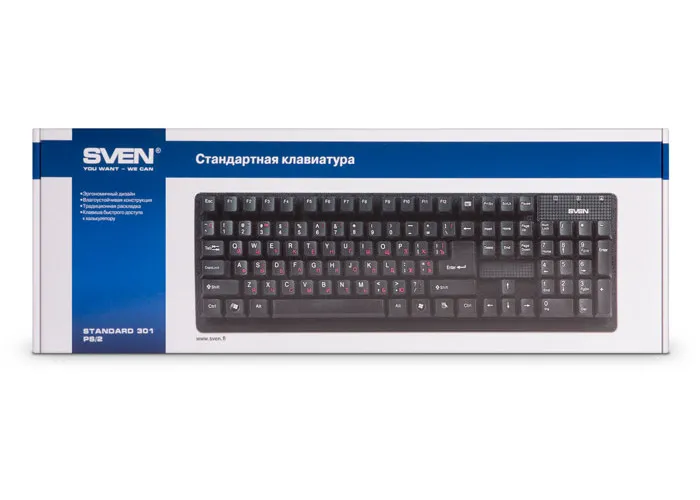 Tastatură SVEN Standard 301, Cu fir, Negru