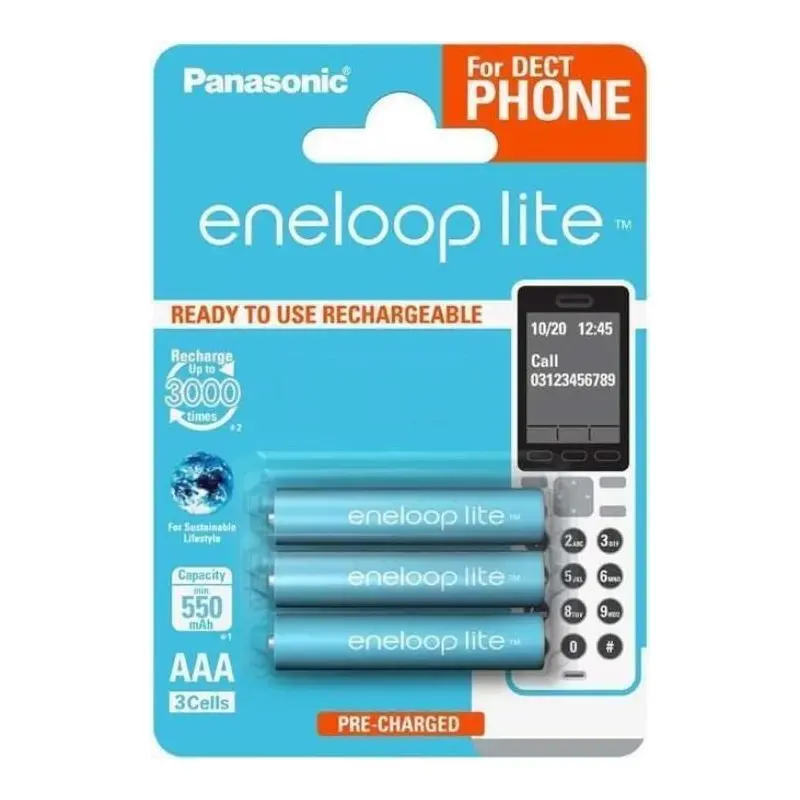  AAA  Eneloop  Lite 550mAh, Blister*3, Panasonic, BK-4LCCE/3DE