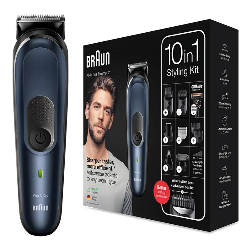 Мужской Триммер Braun 10-in-1 Trimmer MGK7330, Черный | Синий