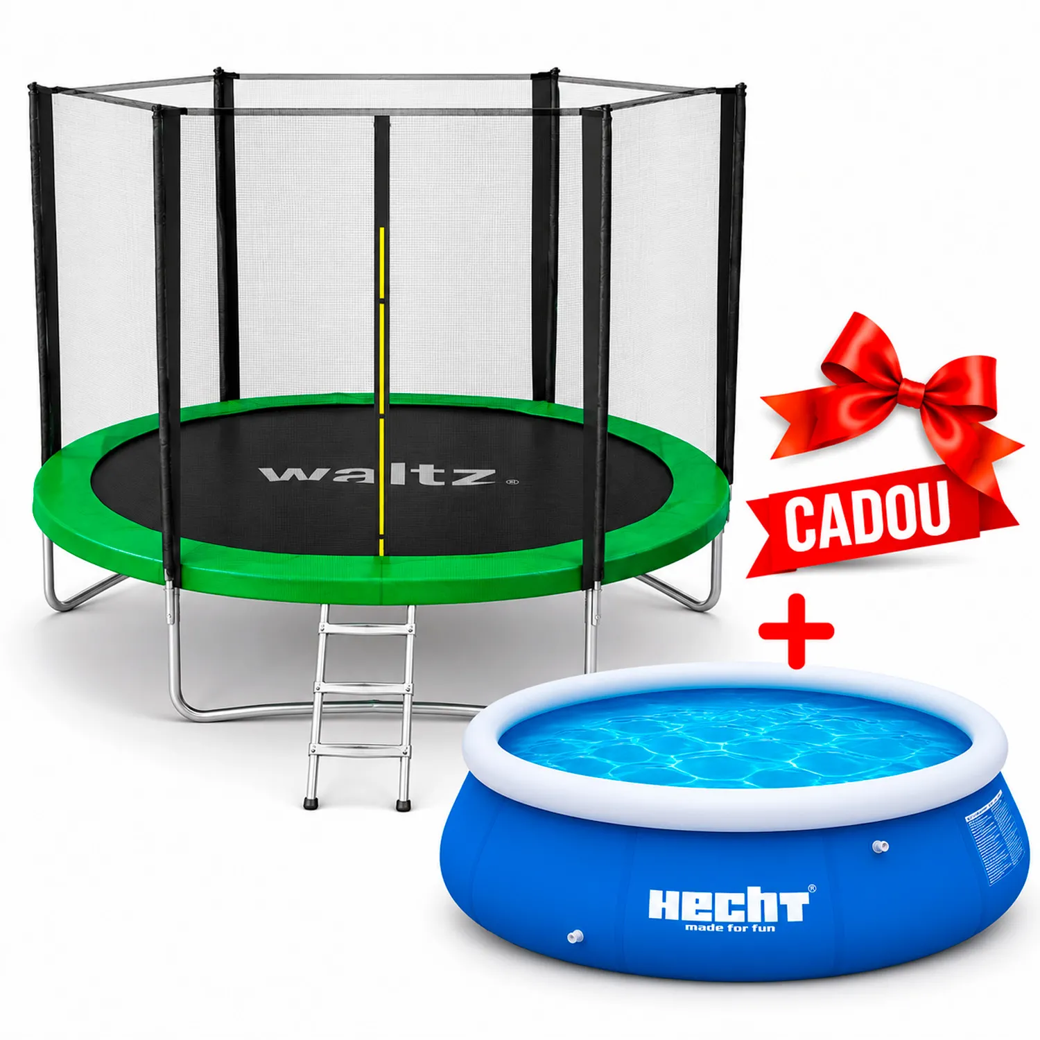 Trambulina 3,05m PE Verde+ Piscina gonflabila 300 x76 cm HECHT 3276 BLUESEA