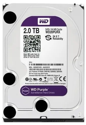 Жесткий диск Western Digital WD Purple, 3.5", 2 ТБ <WD20PURZ>