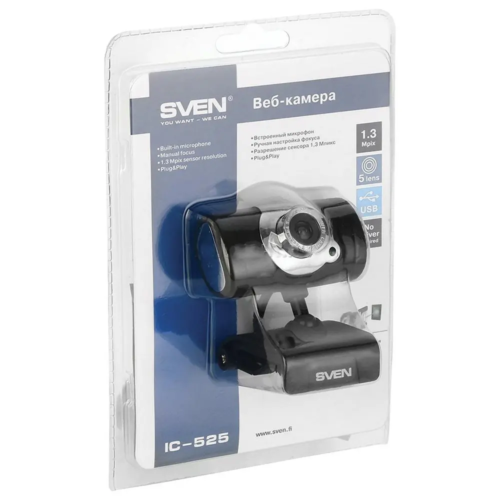 Cameră Web SVEN IC-525, 1280 x 1024, Negru