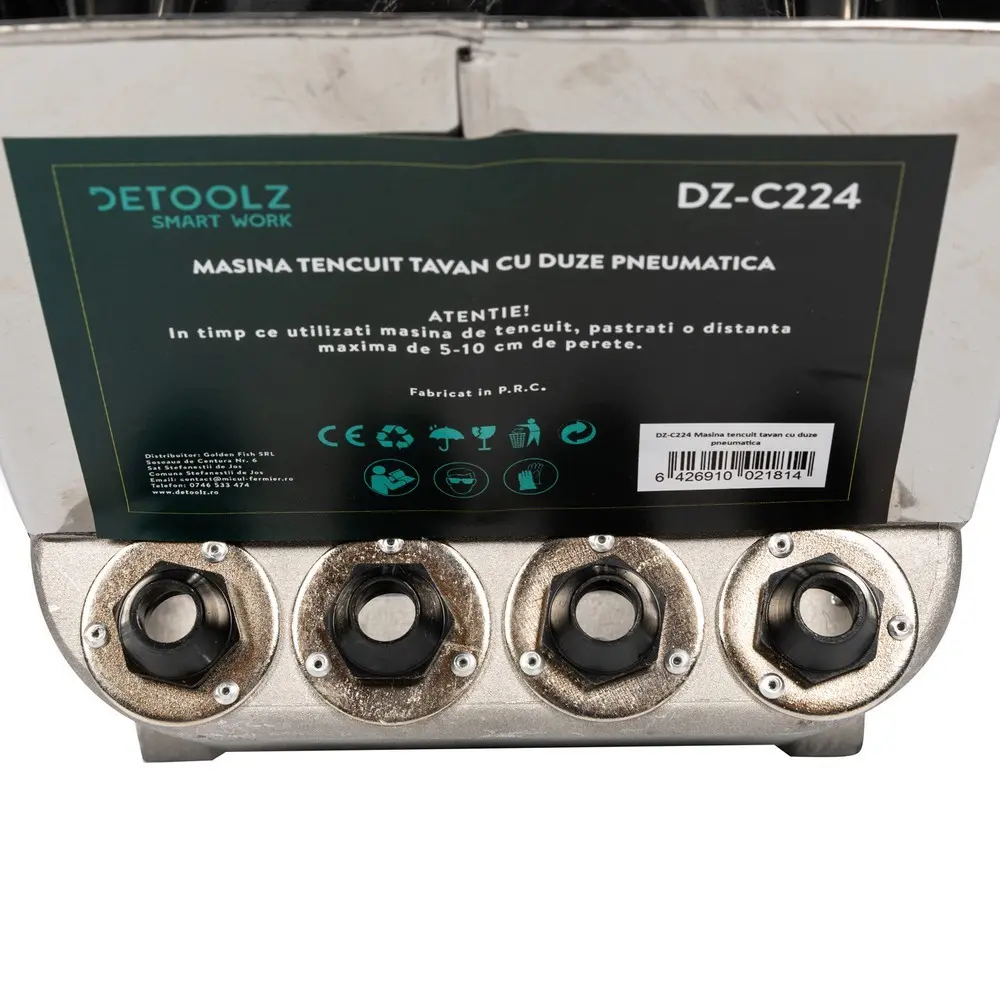 Пневматическая штукатурная машина для потолков Detoolz (С насадками)