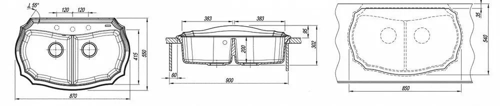 Emiliya 870 chiuveta Florentina (Gri)