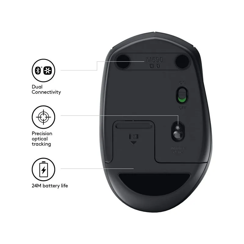 Беcпроводная мышь Logitech M590, Чёрный