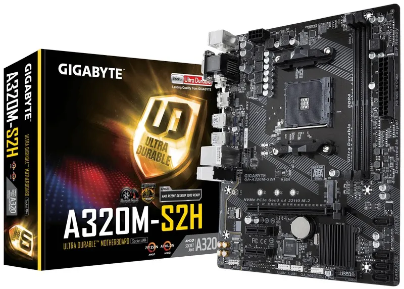 Материнская плата Gigabyte GA-A320M-S2H 1.1-3.0, AM4, AMD A320, Micro-ATX