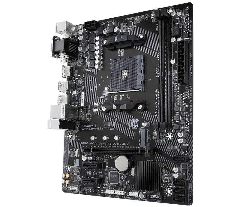 Материнская плата Gigabyte GA-A320M-S2H 1.1-3.0, AM4, AMD A320, Micro-ATX