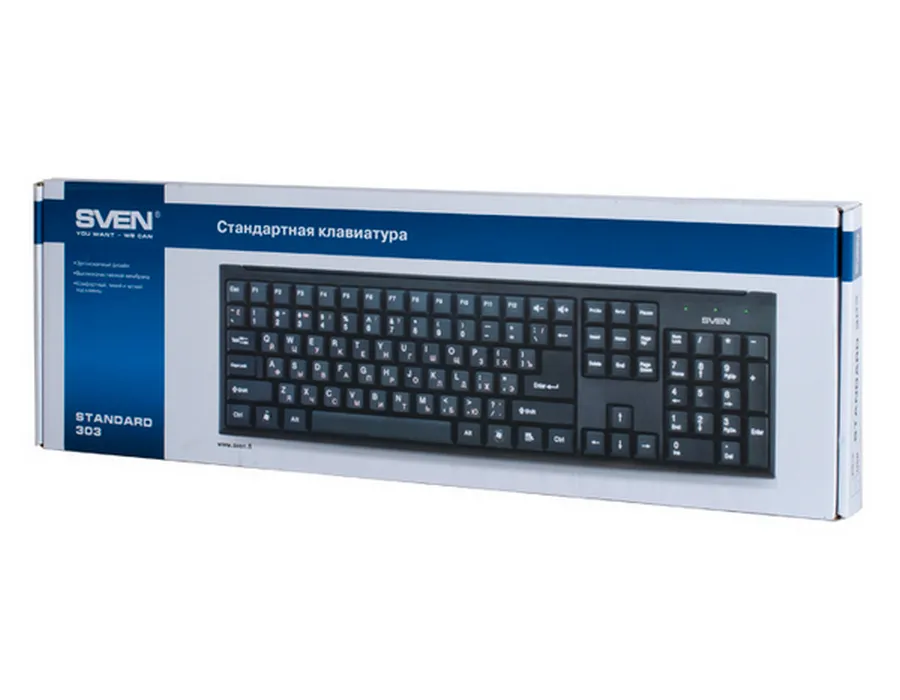 Tastatură SVEN Standard 303, Cu fir, Negru