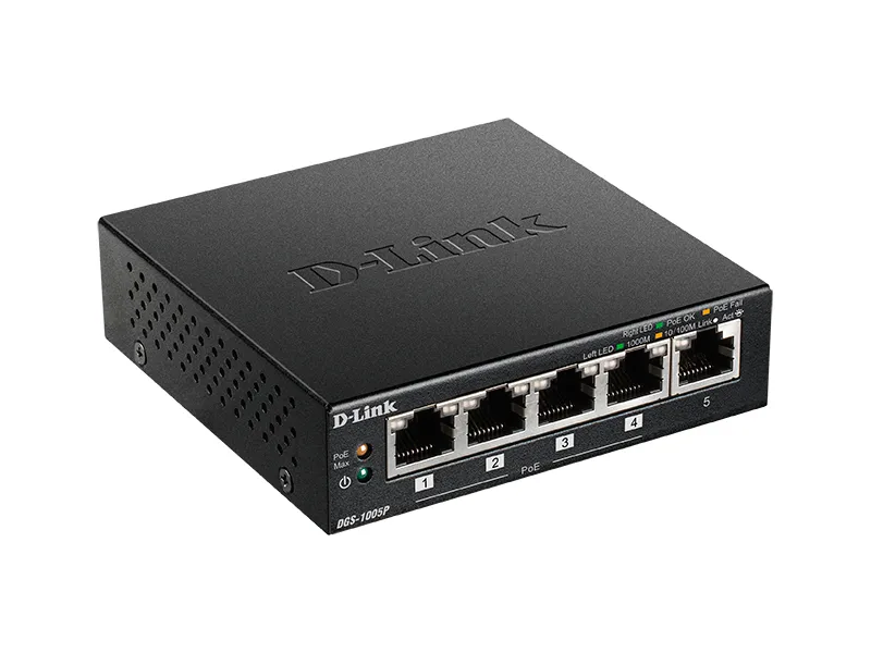 PoE коммутатор D-Link DGS-1005P/A1A, 4x IEEE 802.3af/at