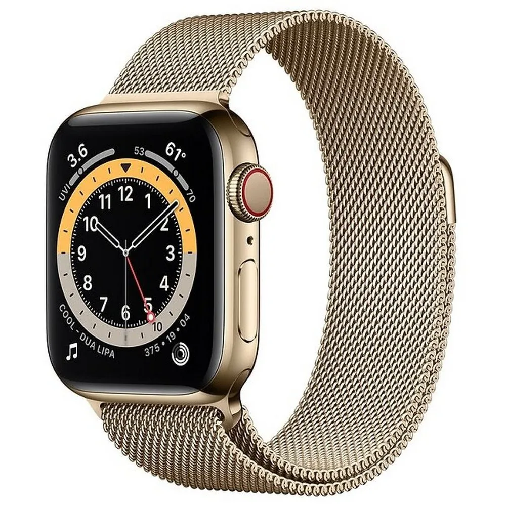 Ceas inteligent Apple Watch Series 6 GPS + Cellular M06W3, 40mm, Oțel inoxidabil cu buclă Aurie milaneză