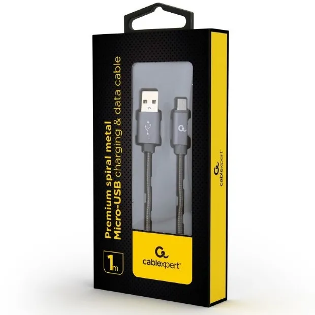 Кабель для зарядки и синхронизации Cablexpert CC-USB2S-AMmBM-1M-BG, USB Type-A/micro-USB, 1м, Серый