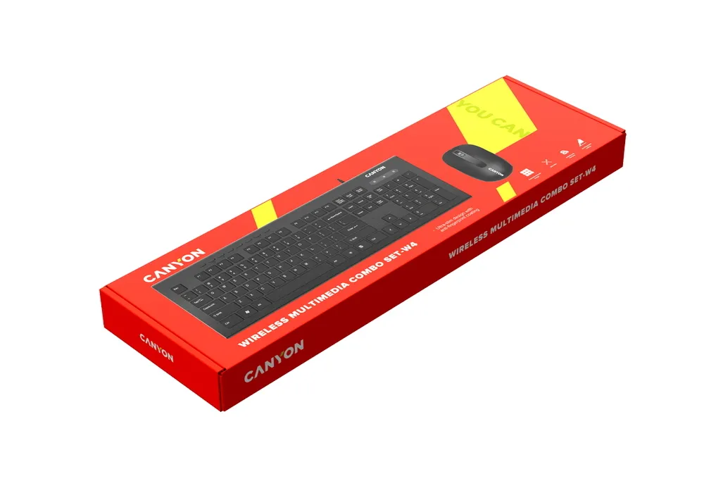 Клавиатура и мышь Canyon SET-W4, Беспроводное, Чёрный