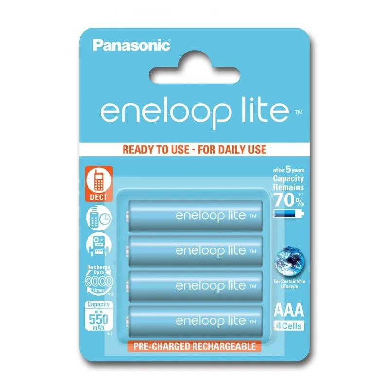  AAA  Eneloop  Lite 550mAh, Blister*4, Panasonic, BK-4LCCE/4BE