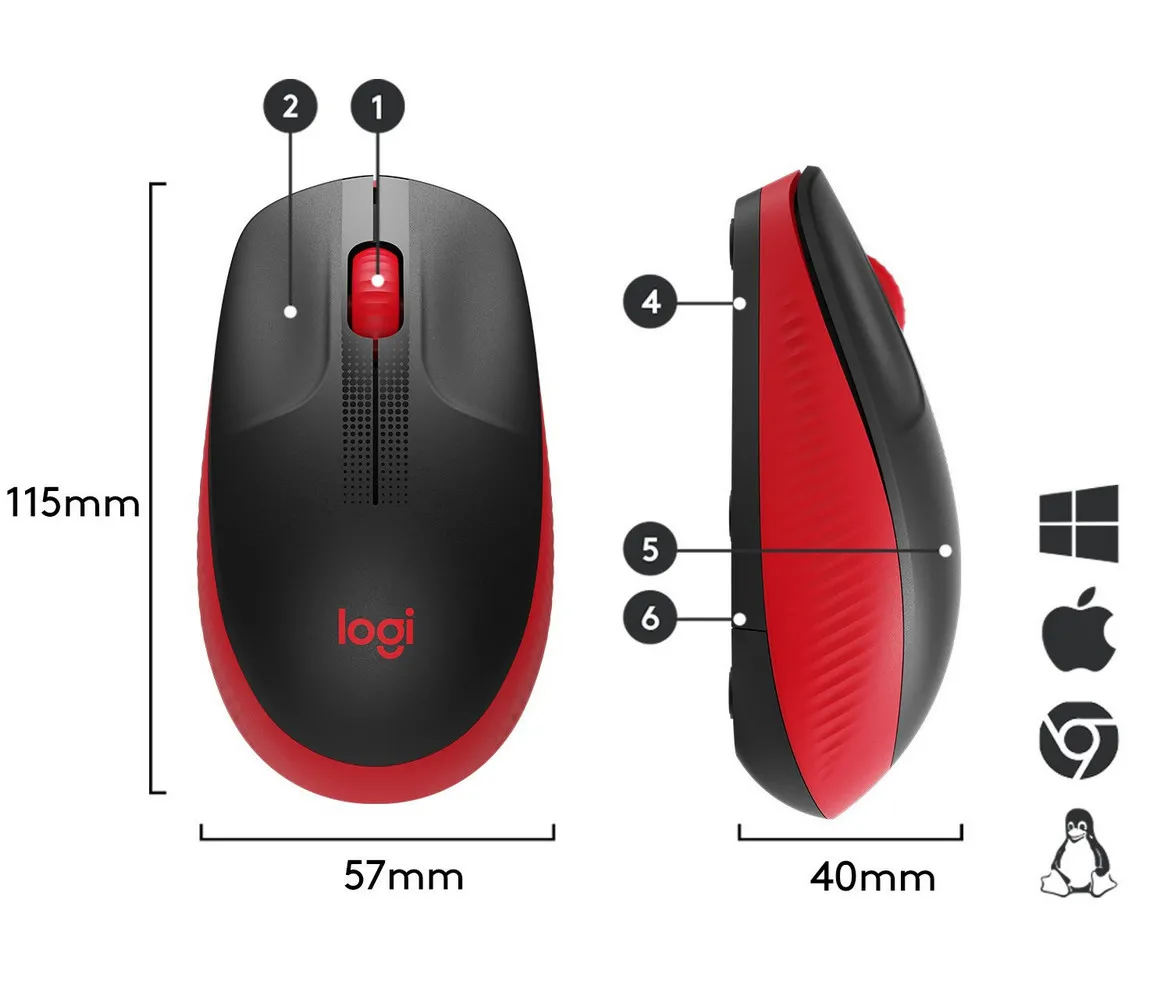 Беcпроводная мышь Logitech M190, Красный