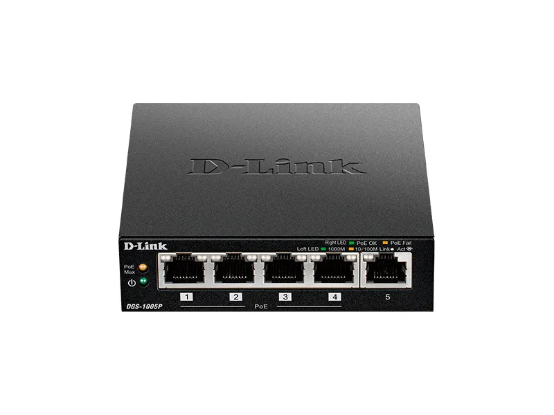 PoE коммутатор D-Link DGS-1005P/A1A, 4x IEEE 802.3af/at
